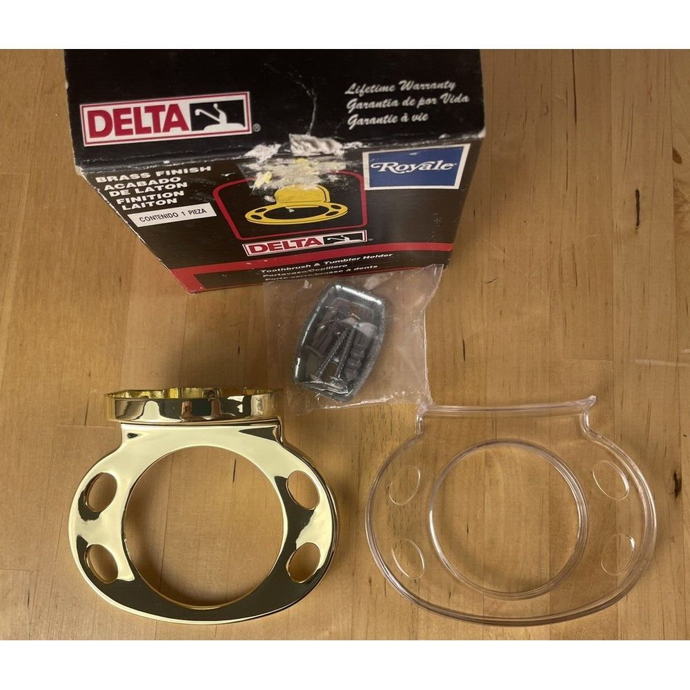 DELTA  74024PB Toothbrush & Tumbler Holder,  Brass   Vintage